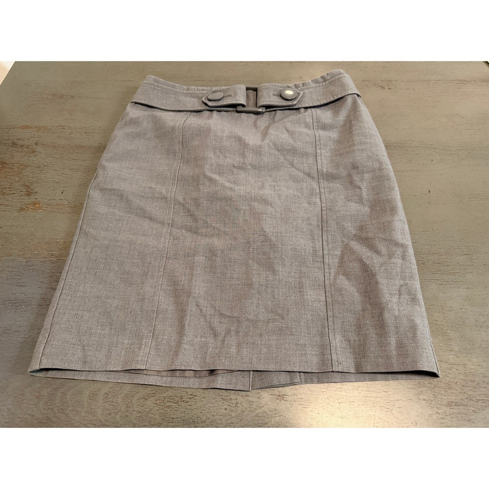 Apt. 9 Petite Grey Pencil Skirt Size 8P Business Casual Career Buckle Detail